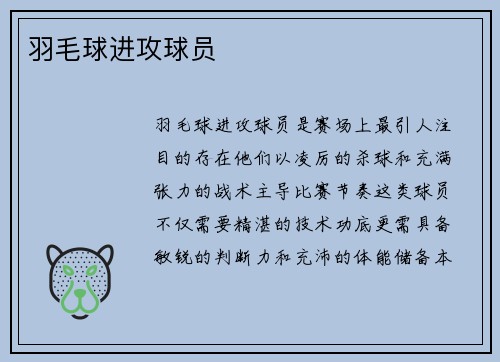 羽毛球进攻球员